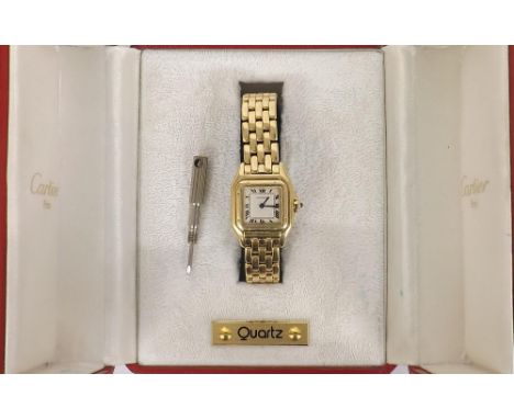 Cartier Panthere 18ct lady's bracelet watch, ref. W2502289, circa 1990s, the square Roman numeral dial with secret Cartier si