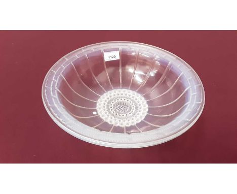Rene Lalique opalescent glass bowl, signed R Lalique, France, 30cm diameter