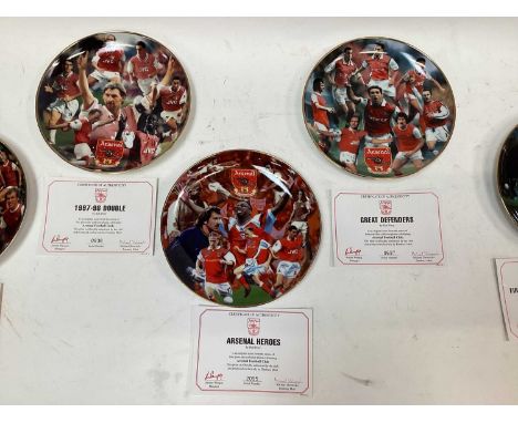 Collection Arsenal football memorabilia including collectors plates and programmes, signed Tottenham Hotspur football, 2002 W