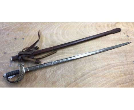 Late Victorian Coldstream Guards Officers' sword by Henry Wilkinson No.28913, nickel plated Gothic hilt with Garter Star regi