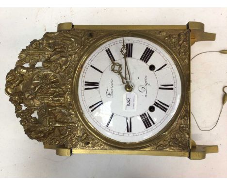 19th century French hanging wall clock, circular convex enamel dial signed Faureau a Digoin, within figural embossed case, wi