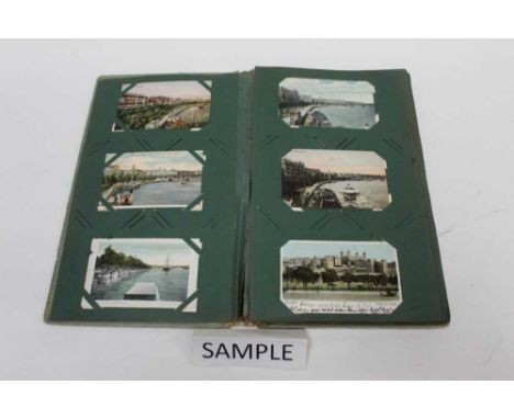 Postcards in six albums plus some loose. Many early 1900's undivided back postcards both GB and World, also animated street s