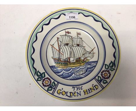 Poole pottery dish - The Golden Hind, 27cm diameter