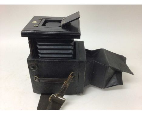 Thornton Pickard Special Ruby Reflex quarter plate camera, Polaroid Land Camera, a Yashica Mat 120 TLR and two other cameras
