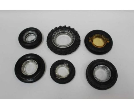 Collection of vintage promotional / advertising ashtrays in the form of tyres, various names including Dunlop and others (1 b