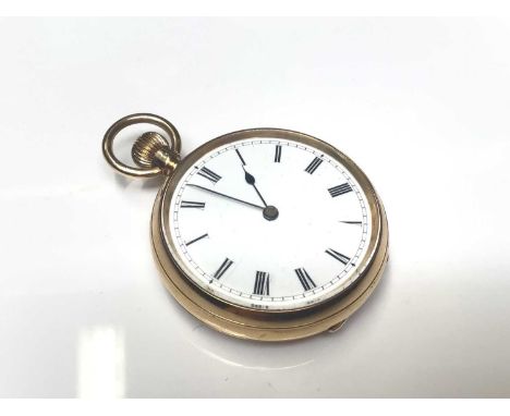 Victorian 18ct gold fob watch with enamelled monogram to case, 36mm diameter, movement signed R. Crook 49 Spencer Street, Lon