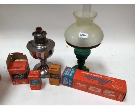 Aladdin oil lamp in original box, together with another oil lamp (2)