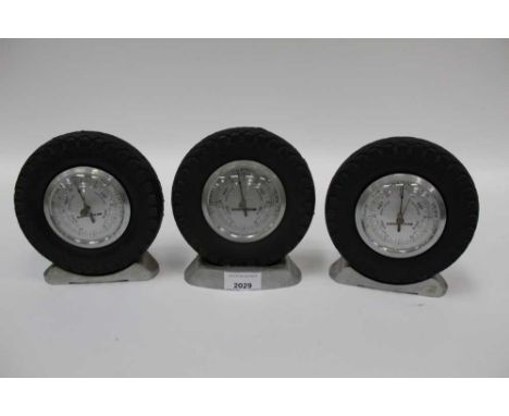 Three Goodyear tyres advertising / promotional desk aneroid barometers in the form of tyres (3)All three appear to work (plas