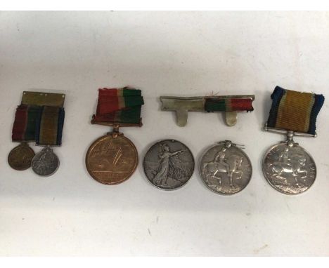 Boer War Queen's South Africa medal named to 5379 PTE. W. Badger. S. Stafford. Reg. (suspension bar missing), together with t