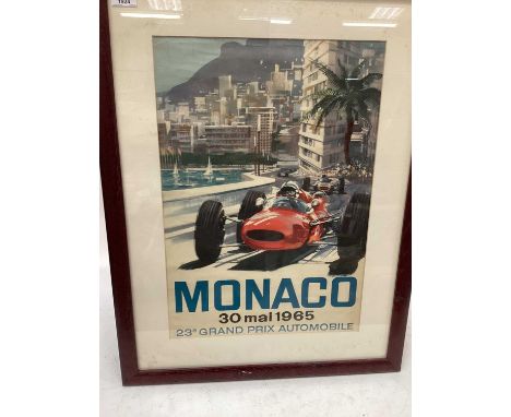 Original 1965 Monaco Formula One Grand Prix poster, 30 Mai 1965, 23e Grand Prix Automobile, mounted in glazed frame, 76 x 59c