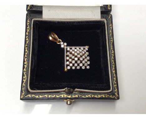 Diamond set pyramid shaped pendant, 35mm long in total Stamped on back- 708 K K 22 JWeight 4.9 grams 