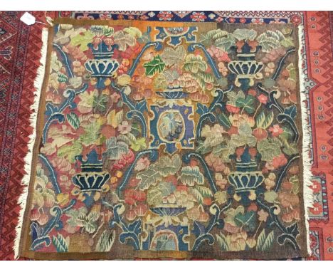 19th Century flora hand woven small tapestry panel.70cm x 80 cm approximately.