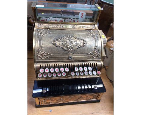 Vintage National brass shops till / cash register, with plaque- C.R.S. Co, No. 4619