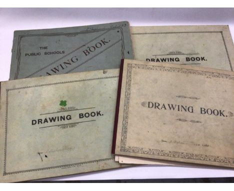Two boxes of ephemera including Victorian sketch books and graphite drawings, mounted photographs , small stamp album etc.  