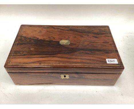 19th century Rosewood writing slope, together with silver, white metal and other trinket boxes and ceramic trinket boxes.