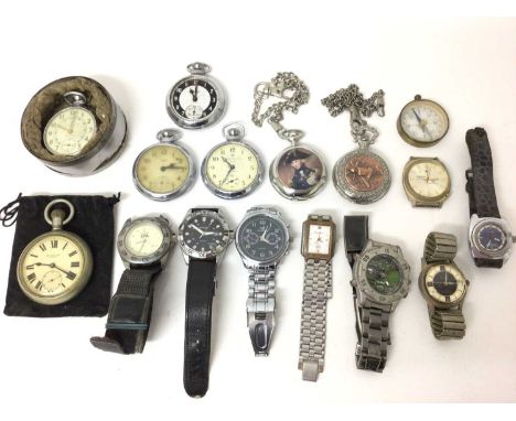 First World War period military open faced pocket watch by W. Ehrhandt, the case marked with broad arrow mark, together with 
