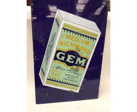 Vintage enamel sign - 'Gem Medium Richmond' cigarettes, 92 x 61cm