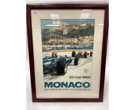 Original 1966 Monaco Formula One Grand Prix poster, 24e Mai 1966, 24e Grand Prix Automobile, mounted in glazed frame, 76 x 59