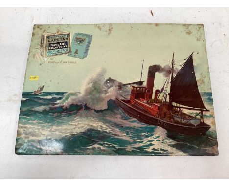 Capstan Navy cut cigarettes vintage advertising sign, 50.5 x 38cm