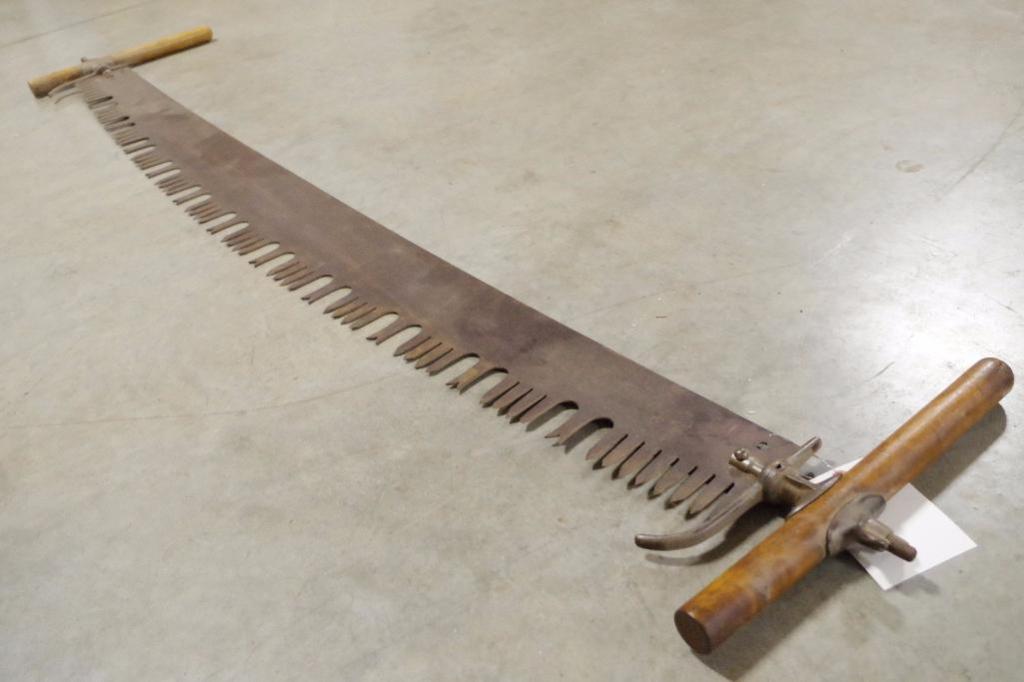 Vintage Cross Cut 2Man Saw w/ 60" Blade & Wooden Handles