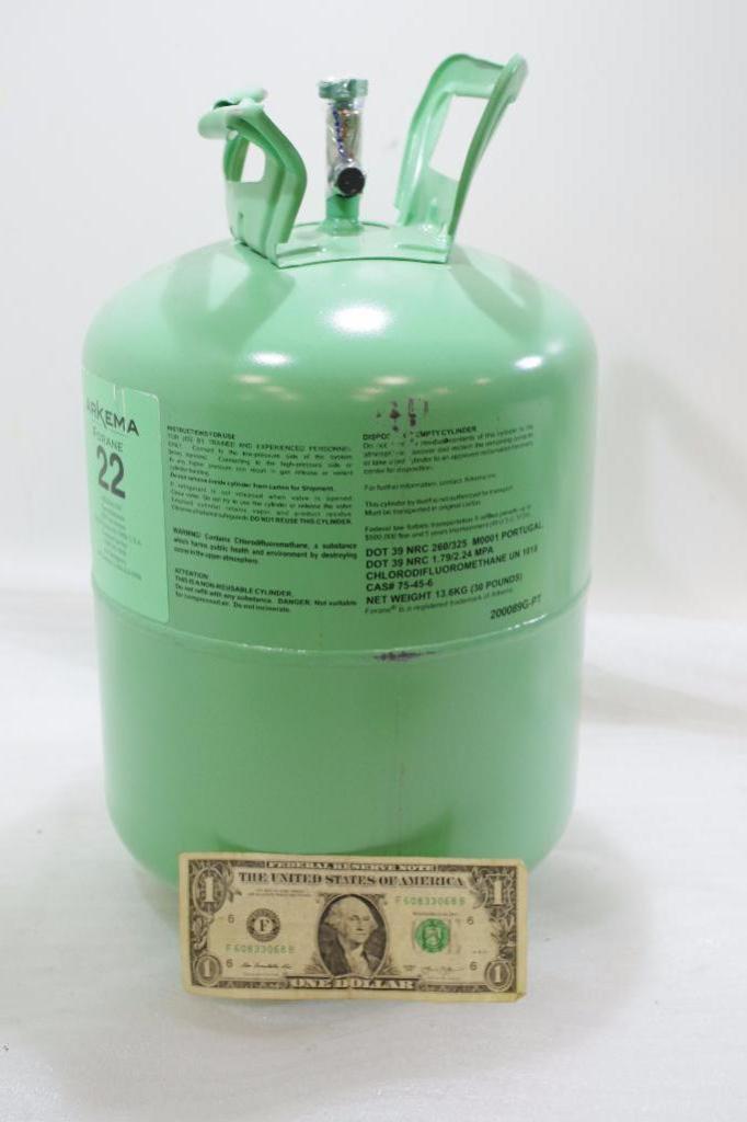 20lbs. ARKEMA Forane 22 (R22) Refrigerant (One Handle Bent)