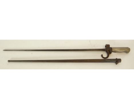 FRENCH, LATE NINETEENTH CENTURY EPÉE BAIONETTE MLE86 CIRCA 1889, having long tapering blade, 20 1/2" (52cm) long, in tapering