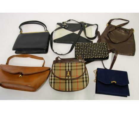LADY'S BURBERRY'S TARTAN FABRIC AND BROWN LEATHER SMALL SHOULDER BAG, Made in Italy, 4 VINTAGE LEATHER HANDBAGS AND TWO EVENI