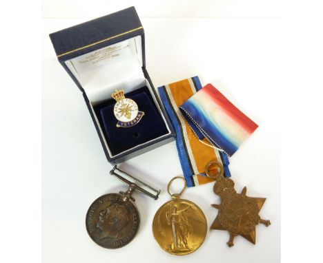 THREE WORLD WAR I SERVICE MEDALS awarded to 55553 SPR J. A. Wolden R. E., viz 1914 - 18 War Medal, 1914 - 18 Star and gilt Vi