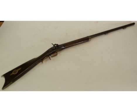 NINETEENTH CENTURY .36 CALIBRE PERCUSSION 'PLAINS' SPORTING OR TARGET RIFLE, the heavy 31 1/2" octagonal barrel half stocked,
