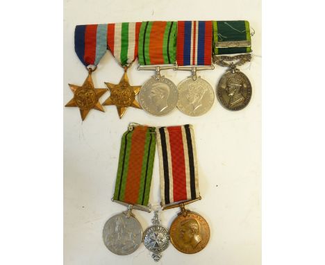 GROUP OF FIVE GEORGE VI WORLD WAR II SERVICE MEDALS AWARDED TO 3521603 S.P.R. T BAILEY R. E., viz 1939-45 Star, Italy Star, D