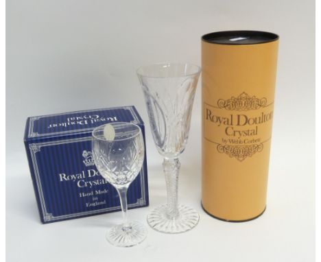 SET OF SIX WEBB CORBETT FOR ROYAL DOULTON LIMITED EDITION ROYAL COMMEMORATIVE CUT GLASS GOBLETS, 1981, each with portrait and