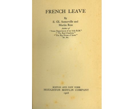 Inscribed by the AuthorSomerville (E.O.E.) & Ross (M.) French Leave, Boston 7 New York 1928. First American Ed., hf. title [6