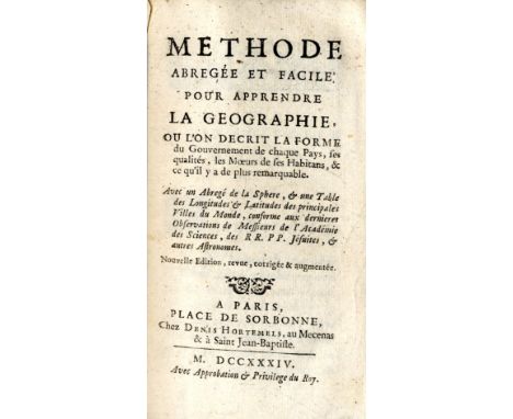 With Fine Hand-Coloured MapsAtlas: Le Francois (A.) Methode Abregee et Facile pour Apprendre La Geographie,... Avec un Abrege