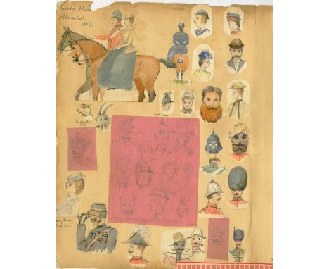 Co. Waterford: Sketch Book:  An interesting Anglo-Irish Sketchbook containing a variety of mainly humorous sketches of the pu