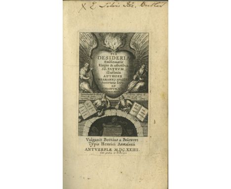In Fine Contemporary BindingEmblem Book: Hugo (Hermann) Pia Desideria Emblematis Elegiis & affectibus S.S. Patrum. 12mo Antwe