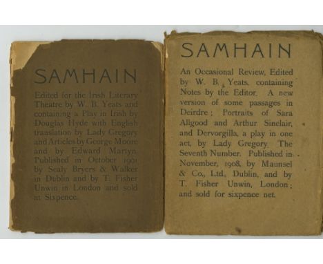 Rare Complete SetYeats, (W.B.)ed. Samhain.  [An Annual Review] Edited for the Irish Literary Theatre by  W.B. Yeats, numbers 