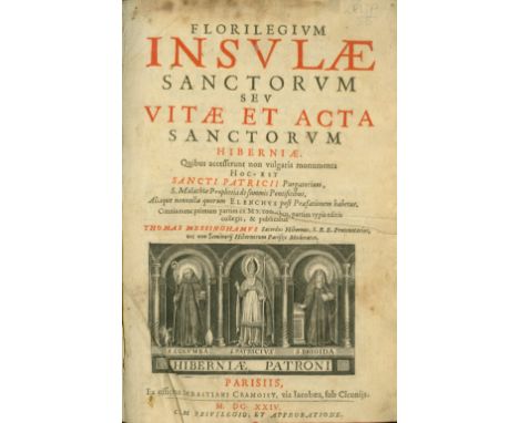 Messingham (Thos.) Florileguim Insular Sanctorum seu Vitae et Acta Sanctorum Hiberniae, folio Paris 1624. First Edn., red & b