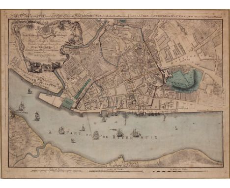 Very Rare Map of Waterford City Co. Waterford: Richards (Wm.) &amp; Scale (Bernard) A Map of the City and Suburbs - Plan de l