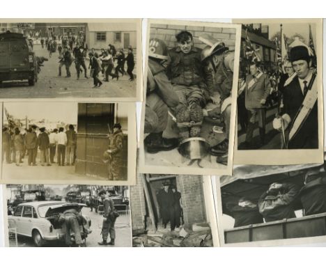 Important collection of press photographs recording the Early Years of the Northern Ireland TroublesA file of approx. 100 bla