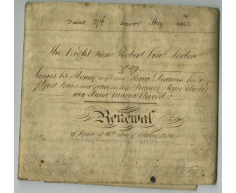 Lease of Lands to Members of the Elwood Family, 1863Co. Roscommon: Large indenture on vellum (4 membranes) between (1) Robert