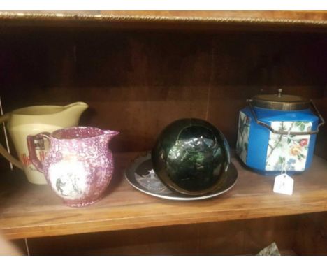including a glass float, white horse scotch water jug and other glass pottery 