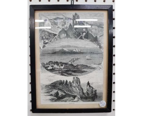 "Views of Howth", engraving, together with aï¿½coloured print after F. Clark, both framed 