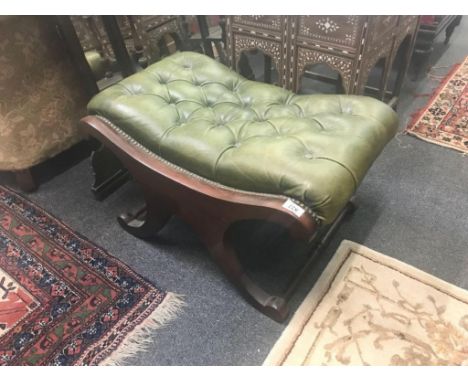 with button back green upholstery 