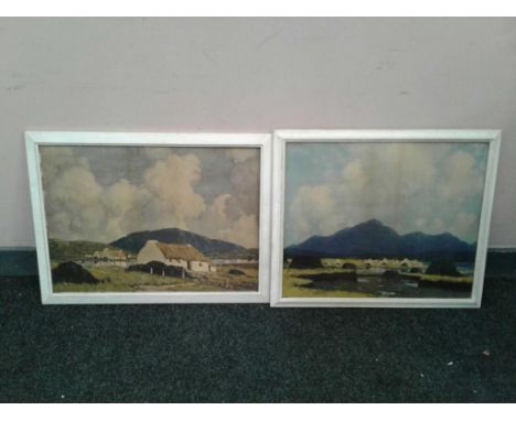 "Lakeside Cottage", coloured print, together with another Paul Henry print, both framed 