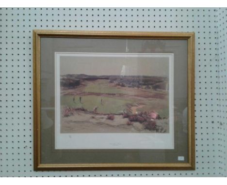 "Sunningdale- The 4th", limited edition coloured print, 159/500, framed 