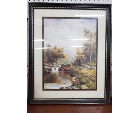 "Figure by Waterfall", photographic print, framed 