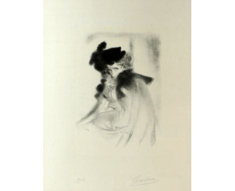 Antonio De La Gandara (French, 1861-1917). Portrait de femme, 1895 Lithograph/Japon, 48cm x 38cm.    .    