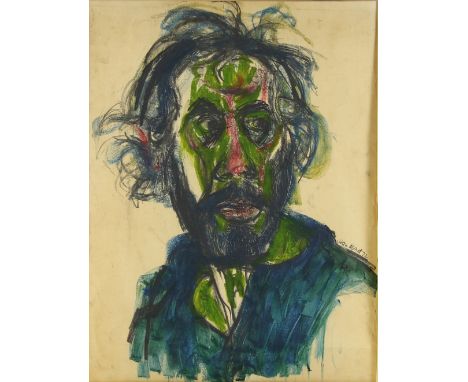 Jason Monet (British, 1938-2009). Portrait of a man. Mixed media on paper. Signed and dated '72. 71 x 54cm. Private collectio