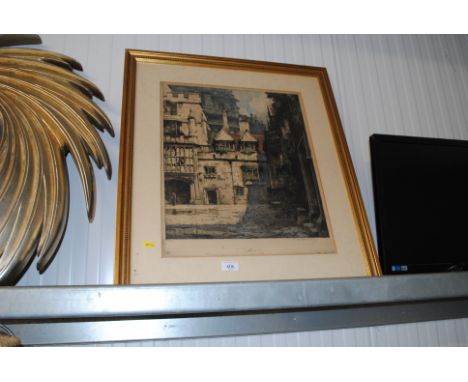 Luigi Kasinir pencil signed coloured etching, limited edition 117/200