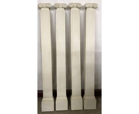 A set of four Greco-Roman style painted hardwood architectural Ionic pilasters 